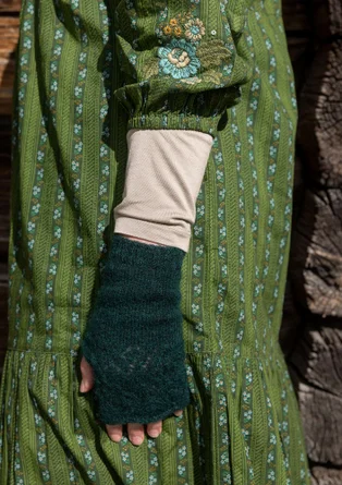 Vävd klänning "Glimra" i ekologisk bomull - skogsgrön