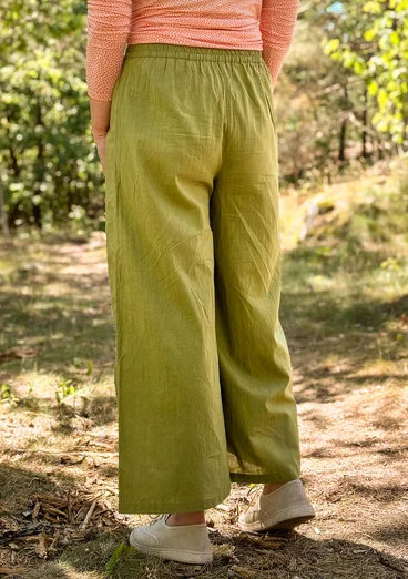 Vävd byxa i ekologisk bomull - grönpeppar