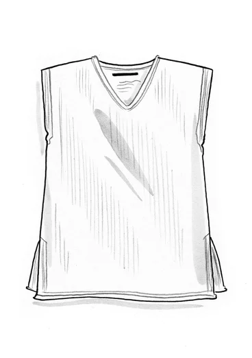 Stickad väst i ekologisk/återvunnen bomull - dijon