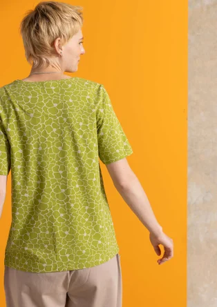 Trikåtop ”Theia” i ekologisk bomull/elastan - kiwi/mönstrad