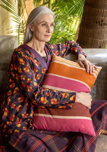 Kudde "Ecuador" i ekologisk bomull, med innerkudde - vinröd