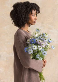 Stickad tunika i återvunnen bomull - ljus potatis