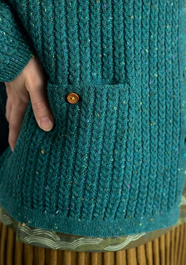 Nepskofta i lammullsmix - ljus buteljgrön/melange