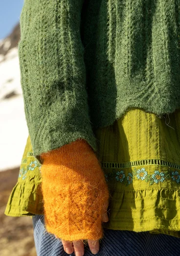 Kofta "Forgetmenot"  i alpackamix - skogsgrön/melange