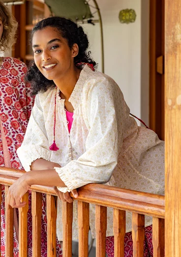 Vävd blus "Neela" i ekologisk bomull - fjäder