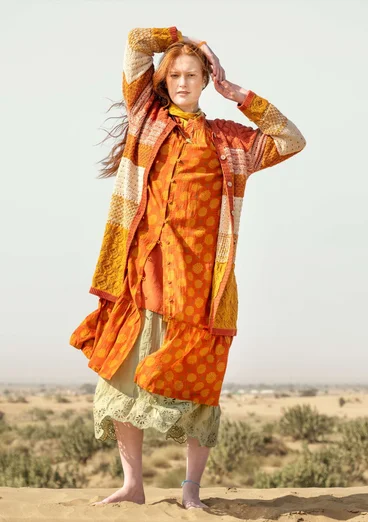 Vävd klänning "Gjusta" i ekologisk bomull - henna