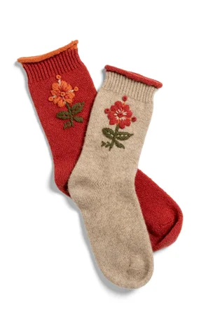 Stickade sockor "Arktis" i ull - ofärgad