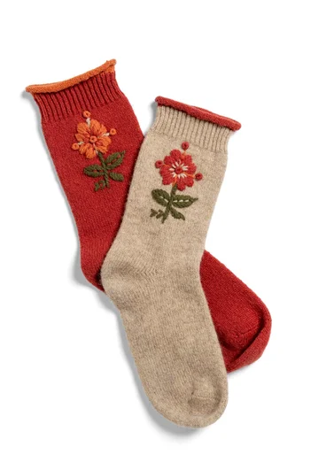 Stickade sockor "Arktis" i ull - ofärgad