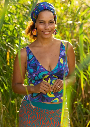 Badlinne "Botswana" i polyamid/elastan - turkos/mönstrad