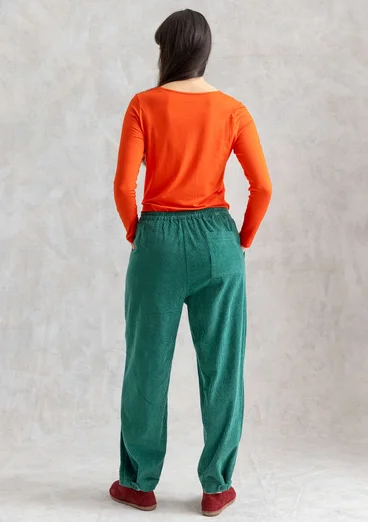 Manchesterbyxa "Rime" i ekologisk bomull - ljus buteljgrön