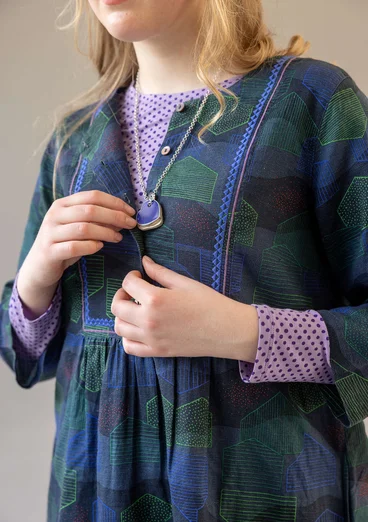 Vävd klänning "Alaska" i ekologisk bomull/lin - mörk indigo