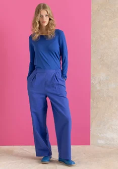 Vävd byxa ”Esme” i bomull/lin - lupin