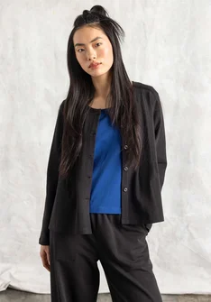 Trikåkofta i ekologisk bomull - svart