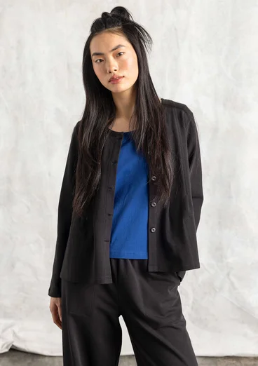 Trikåkofta i ekologisk bomull - svart