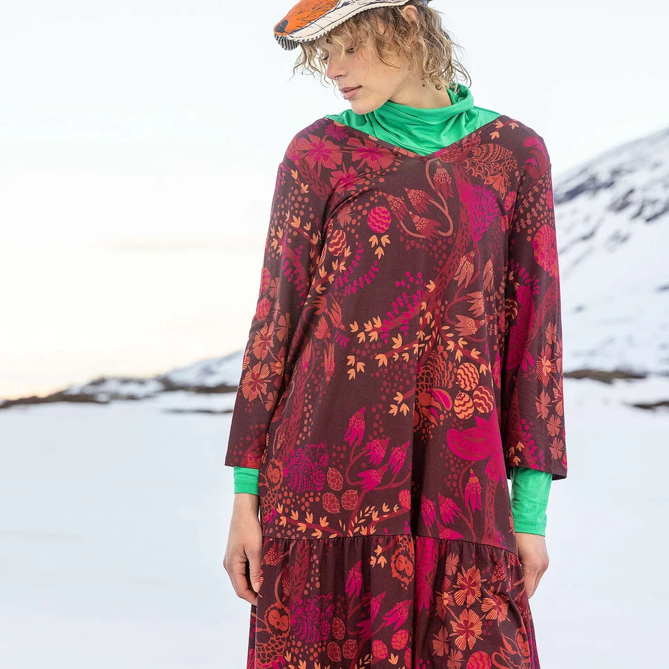 Trikåklänning "Yura" i ekologisk lyocell/elastan - aubergine