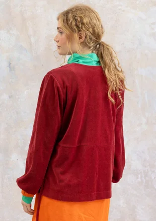 Velourkofta "Cornus" i ekologisk bomull/återvunnen polyester - agatröd