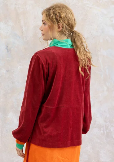 Velourkofta "Cornus" i ekologisk bomull/återvunnen polyester - agatröd