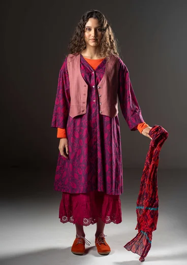 Vävd klänning "Kelly" i ekologisk bomull - allium/mönstrad