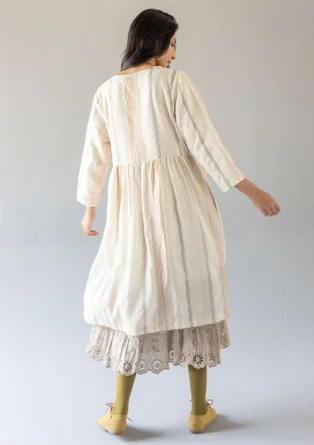 Vävd klänning "Ketchi" i ull/bomull - ostron