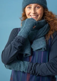 Torgvante i alpackamix - indigogrön/melange