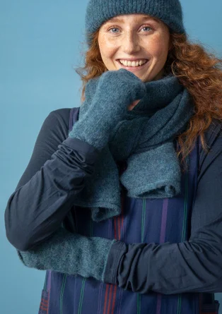 Torgvante i alpackamix - indigogrön/melange