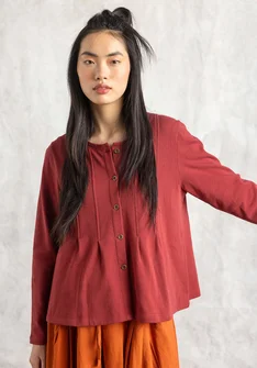 Trikåkofta i ekologisk bomull - rooibos