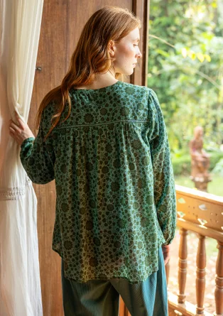 Blus "Marianne" i ekologisk bomull - malört