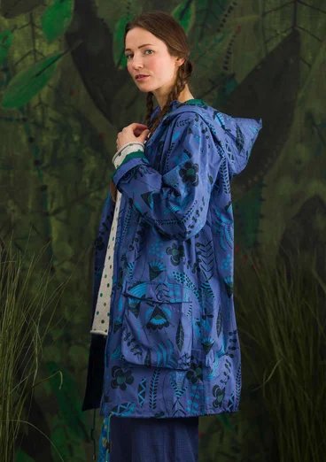 Parkas "Petronella" i återvunnen/ekologisk bomull - lupin/mönstrad