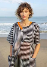 Vävd klänning "Reflexions" i ekologisk bomull - svart/halvblekt