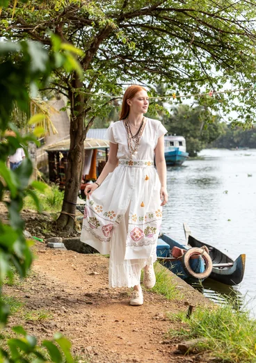 Mönstrat bälte "Cross" i eklogiskt bomull - halvblekt