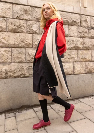 Vävd jacka i ekologisk bomull - papegojröd