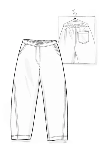 Vävd byxa "Ines" i ekologisk bomull - mörk indigo