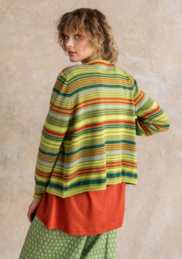 Kofta "Esme" i ekologisk/återvunnen bomull - grönpeppar/randig