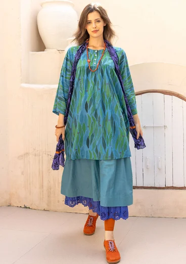 Vävd kjol "Paris" i ekologisk bomull/siden - turkos