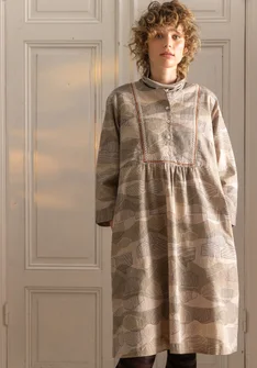 Vävd klänning "Alaska" i ekologisk bomull/lin - mullvad