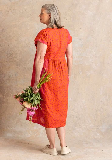 Vävd klänning "Sally" i ekologisk bomull - grapefrukt