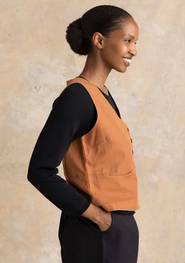 Vävd väst ”Esme” i bomull/lin - ekollon