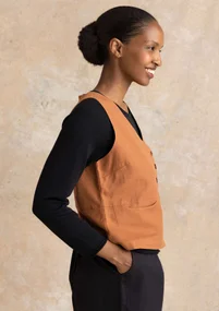 Vävd väst ”Esme” i bomull/lin - ekollon