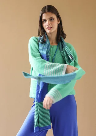 Halsduk "Stripe" i alpackamix - lotusgrön