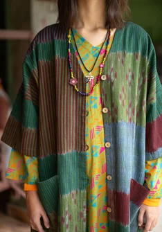 Vävd klänning "Hyderabad" i ekologisk bomull - avokado