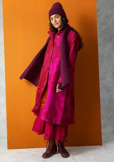 Stickad halsduk i alpackamix - aubergine/melange