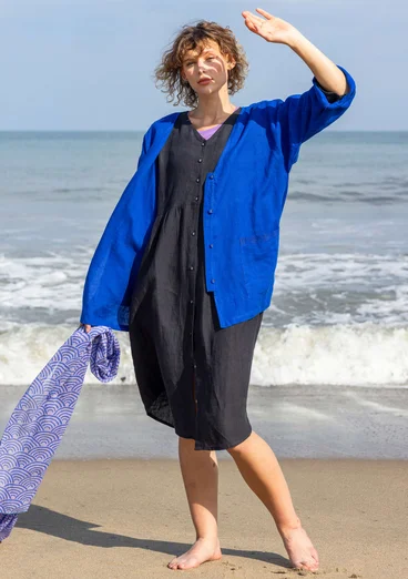 Vävd jacka i lin - kleinblå