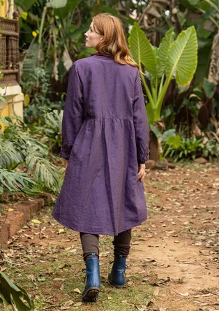 Vävd klänning "Marianne" i ekologisk bomull/lin - tjärn