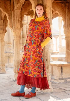 Trikåklänning "Hana" i ekologisk bomull/modal - papegojröd