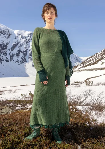 Tröja "Forgetmenot" i alpackamix - skogsgrön/melange