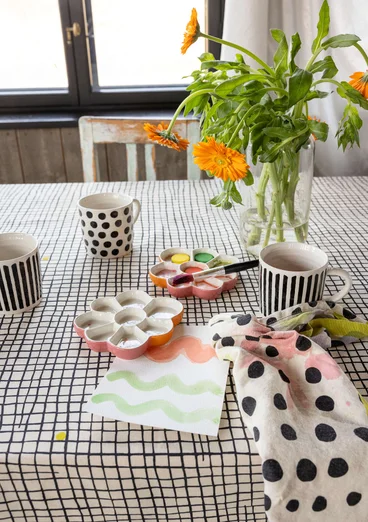 Duk "Joy" i ekologisk bomull - vallmo/pion