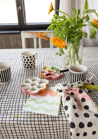 Duk "Joy" i ekologisk bomull - vallmo/pion