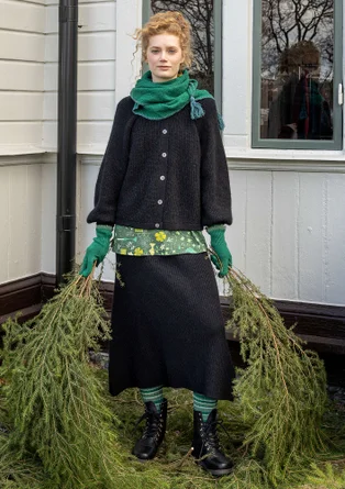 Stickad kjol "Vinternatt" i alpackamix - svart