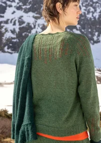 Stickad sjal "Forgetmenot" i alpackamix - mörk jaspis/melange