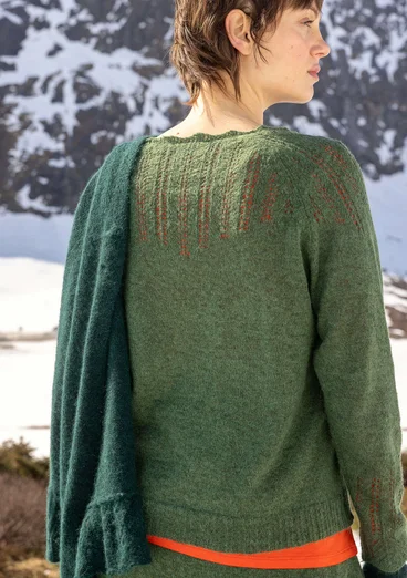 Stickad sjal "Forgetmenot" i alpackamix - mörk jaspis/melange